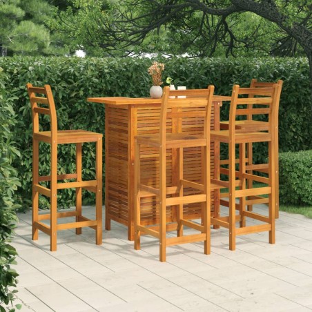 vidaXL Juego muebles de bar para jardín 5 pzas madera maciza de acacia