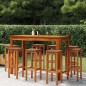 vidaXL Juego muebles de bar de jardín 9 piezas madera maciza de acacia vidaXL Juego muebles de bar de jardín 9 piezas madera maciza de acacia