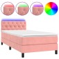 vidaXL Cama box spring colchón y LED terciopelo rosa 80x200 cm vidaXL Cama box spring colchón y LED terciopelo rosa 80x200 cm