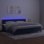 vidaXL Cama box spring colchón y LED terciopelo azul oscuro 200x200 cm vidaXL Cama box spring colchón y LED terciopelo azul oscuro 200x200 cm
