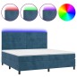 vidaXL Cama box spring colchón y LED terciopelo azul oscuro 200x200 cm vidaXL Cama box spring colchón y LED terciopelo azul oscuro 200x200 cm
