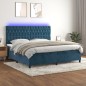vidaXL Cama box spring colchón y LED terciopelo azul oscuro 200x200 cm vidaXL Cama box spring colchón y LED terciopelo azul oscuro 200x200 cm