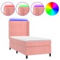 vidaXL Cama box spring colchón y LED terciopelo rosa 80x200 cm vidaXL Cama box spring colchón y LED terciopelo rosa 80x200 cm