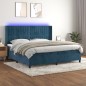 vidaXL Cama box spring colchón y LED terciopelo azul oscuro 200x200 cm vidaXL Cama box spring colchón y LED terciopelo azul oscuro 200x200 cm
