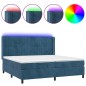 vidaXL Cama box spring colchón y LED terciopelo azul oscuro 200x200 cm vidaXL Cama box spring colchón y LED terciopelo azul oscuro 200x200 cm