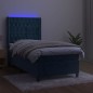 vidaXL Cama box spring colchón y LED terciopelo azul oscuro 80x200 cm vidaXL Cama box spring colchón y LED terciopelo azul oscuro 80x200 cm