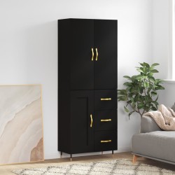 vidaXL Aparador alto madera contrachapada negro 69,5x34x180 cm