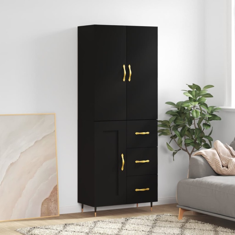 vidaXL Aparador alto madera contrachapada negro 69,5x34x180 cm vidaXL Aparador alto madera contrachapada negro 69,5x34x180 cm