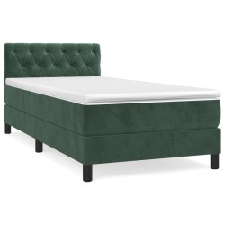 vidaXL Cama box spring con colchón terciopelo verde oscuro 80x200 cm