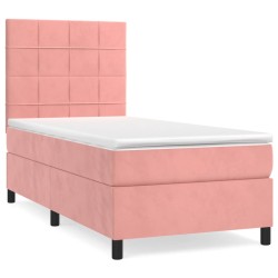 vidaXL Cama box spring con colchón terciopelo rosa 80x200 cm