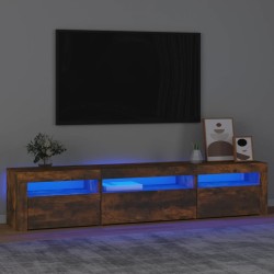 vidaXL Mueble de TV con luces LED roble ahumado 195x35x40 cm