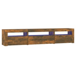 vidaXL Mueble de TV con luces LED roble ahumado 195x35x40 cm