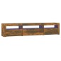 vidaXL Mueble de TV con luces LED roble ahumado 195x35x40 cm