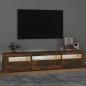vidaXL Mueble de TV con luces LED roble ahumado 195x35x40 cm