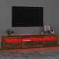 vidaXL Mueble de TV con luces LED roble ahumado 195x35x40 cm