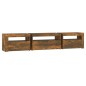 vidaXL Mueble de TV con luces LED roble ahumado 195x35x40 cm