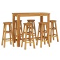 vidaXL Mesa y taburetes altos de jardín 7 pzas madera maciza acacia vidaXL Mesa y taburetes altos de jardín 7 pzas madera maciza acacia