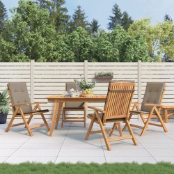 vidaXL Sillas de jardín reclinables y cojines 4 uds madera maciza teca