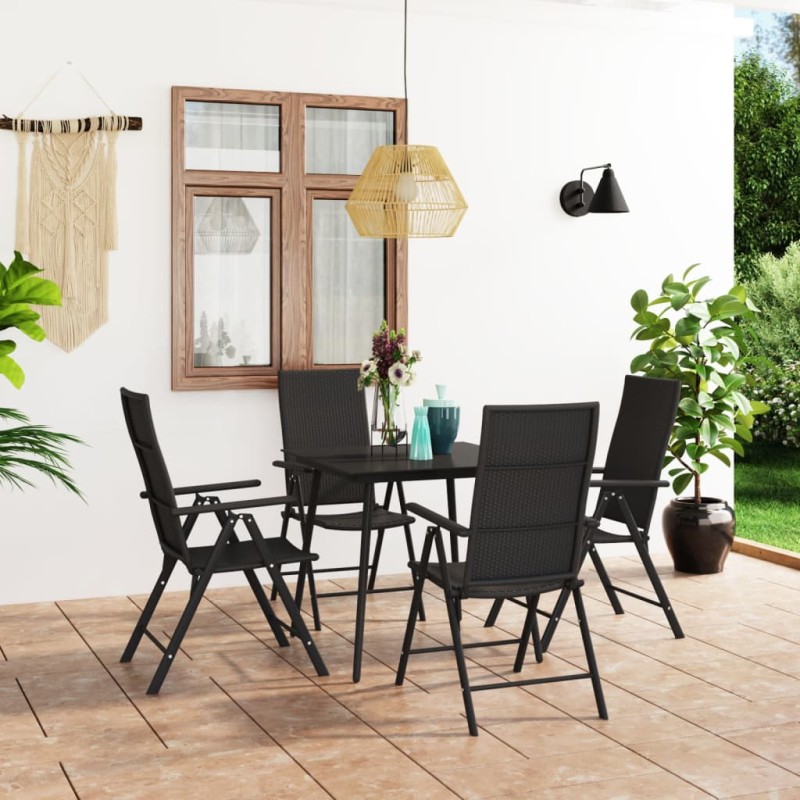 vidaXL Juego de comedor para jardín 5 piezas negro vidaXL Juego de comedor para jardín 5 piezas negro