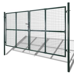 vidaXL Puerta de valla doble de acero con recubrimiento en polvo