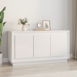 vidaXL Aparador de madera contrachapada blanco brillante 102x35x55 cm