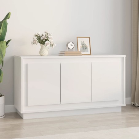 vidaXL Aparador de madera contrachapada blanco brillante 102x35x55 cm
