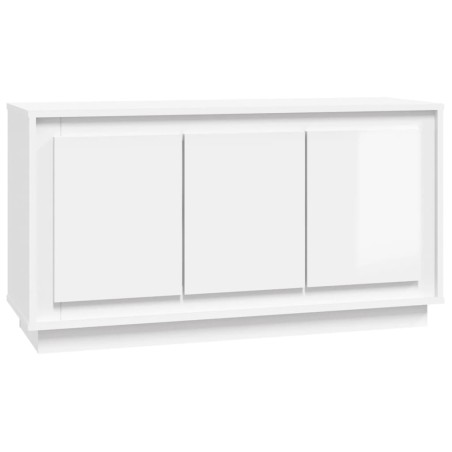 vidaXL Aparador de madera contrachapada blanco brillante 102x35x55 cm