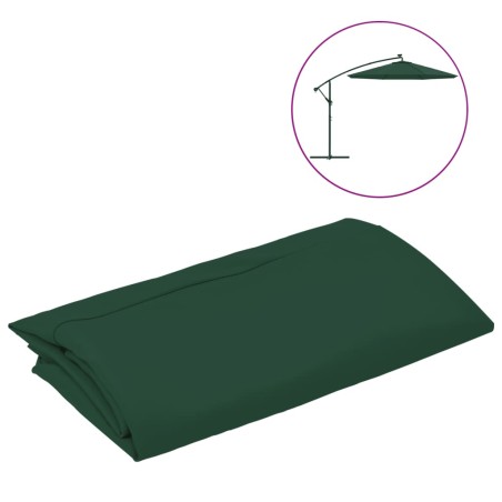 vidaXL Tela de repuesto para sombrilla voladiza verde 350 cm