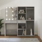 vidaXL Tocador con LED y 2 armarios madera contrachapada gris hormigón vidaXL Tocador con LED y 2 armarios madera contrachapada gris hormigón