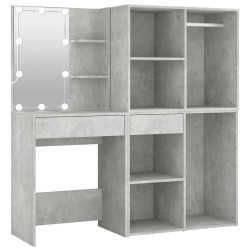 vidaXL Tocador con LED y 2 armarios madera contrachapada gris hormigón