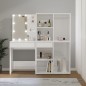 vidaXL Tocador con LED y 2 armarios madera contrachapada blanco brillo vidaXL Tocador con LED y 2 armarios madera contrachapada blanco brillo