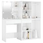 vidaXL Tocador con LED y 2 armarios madera contrachapada blanco brillo vidaXL Tocador con LED y 2 armarios madera contrachapada blanco brillo