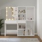 vidaXL Tocador con LED y 2 armarios madera contrachapada blanco brillo vidaXL Tocador con LED y 2 armarios madera contrachapada blanco brillo