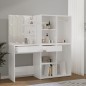 vidaXL Tocador con LED y 2 armarios madera contrachapada blanco brillo vidaXL Tocador con LED y 2 armarios madera contrachapada blanco brillo