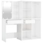 vidaXL Tocador con LED y 2 armarios madera contrachapada blanco brillo vidaXL Tocador con LED y 2 armarios madera contrachapada blanco brillo