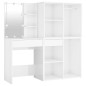 vidaXL Tocador con LED y 2 armarios madera contrachapada blanco brillo vidaXL Tocador con LED y 2 armarios madera contrachapada blanco brillo
