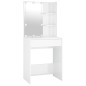 vidaXL Tocador con LED y 2 armarios madera contrachapada blanco brillo vidaXL Tocador con LED y 2 armarios madera contrachapada blanco brillo