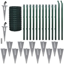 vidaXL Euro Valla de acero verde 25x1,7 m 