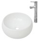 vidaXL Lavabo de baño redondo con grifo mezclador cerámica blanco vidaXL Lavabo de baño redondo con grifo mezclador cerámica blanco