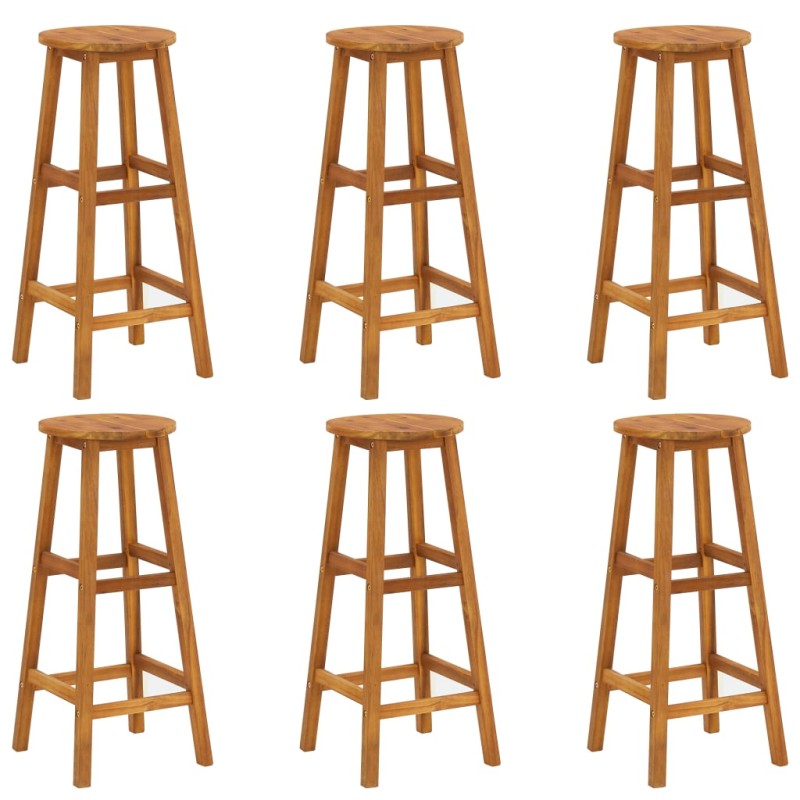 vidaXL Taburetes de cocina 6 unidades madera maciza de acacia vidaXL Taburetes de cocina 6 unidades madera maciza de acacia