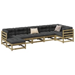 vidaXL Set de sofás jardín 7 pzas con cojines madera pino impregnada