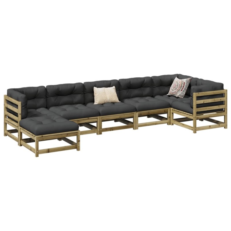 vidaXL Set de sofás jardín 7 pzas con cojines madera pino impregnada vidaXL Set de sofás jardín 7 pzas con cojines madera pino impregnada