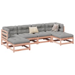 vidaXL Set de sofás jardín 6 pzas con cojines madera abeto Douglas