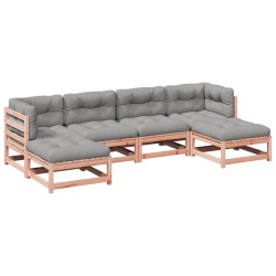 vidaXL Set de sofás jardín 6 pzas con cojines madera abeto Douglas