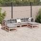 vidaXL Set de sofás jardín 6 pzas con cojines madera abeto Douglas