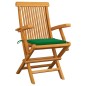 vidaXL Sillas de jardín 3 uds madera maciza de teca con cojines verdes vidaXL Sillas de jardín 3 uds madera maciza de teca con cojines verdes