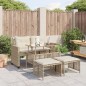 vidaXL Set sofás jardín 4 pzas y cojines ratán sintético vidrio beige vidaXL Set sofás jardín 4 pzas y cojines ratán sintético vidrio beige