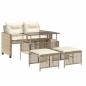 vidaXL Set sofás jardín 4 pzas y cojines ratán sintético vidrio beige vidaXL Set sofás jardín 4 pzas y cojines ratán sintético vidrio beige