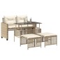 vidaXL Set sofás jardín 4 pzas y cojines ratán sintético vidrio beige vidaXL Set sofás jardín 4 pzas y cojines ratán sintético vidrio beige