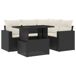 vidaXL Set de muebles de jardín 5 pzas y cojines ratán sintético negro
